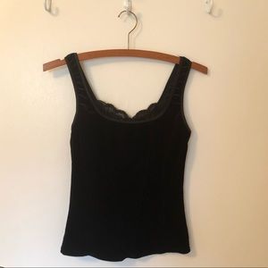 Black velvet tank with lace detail XS
